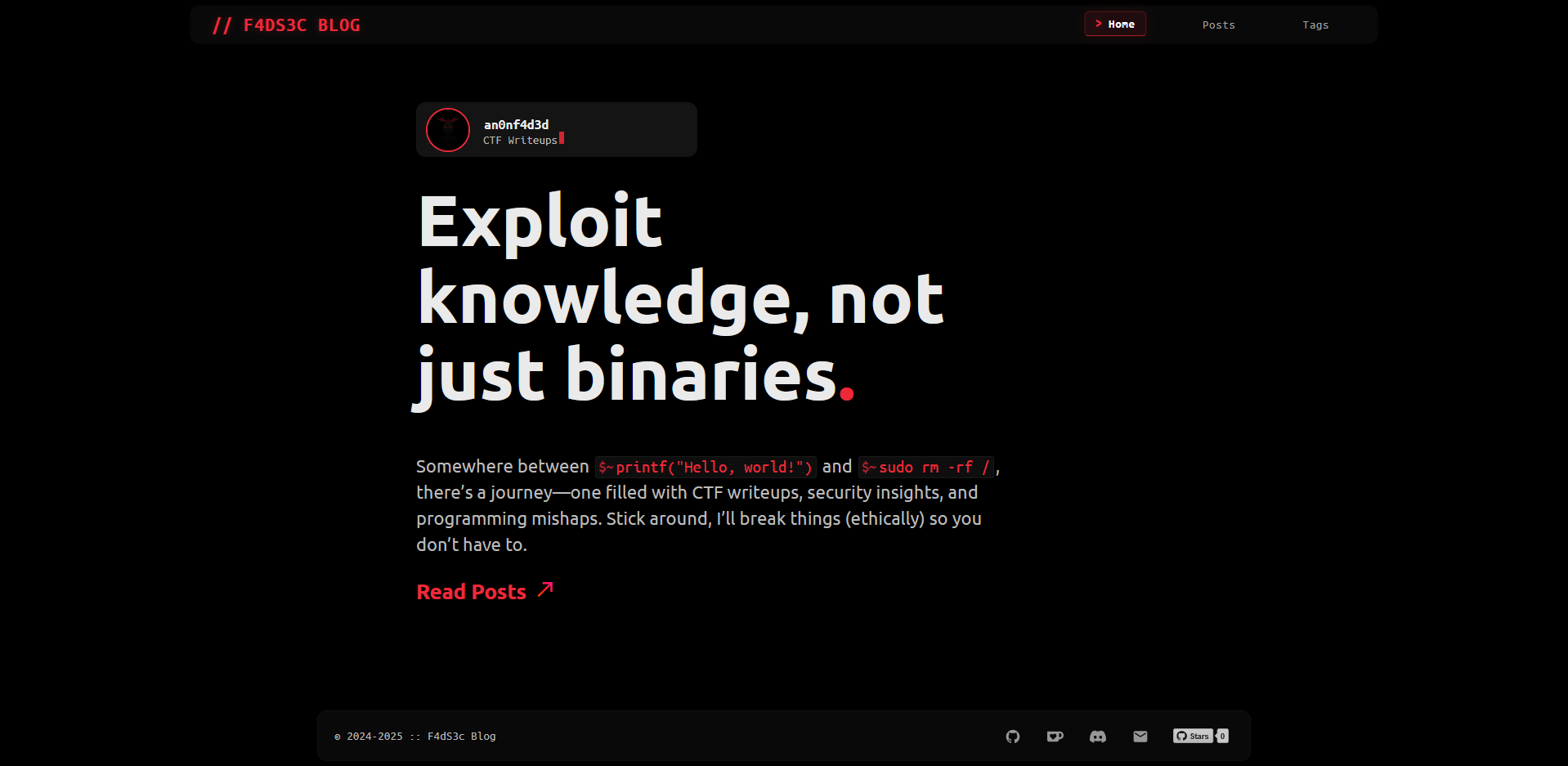 Screenshot of the cybersecurity-themed Hugo blog.